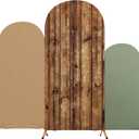 Set of 3 Western Cow Barn Farm Arch Backdrop Cover, 4ft, 5ft, 6ft Jungle My First Rodeo Highland Birthday Party Decoration, Fitted Arch Stand Covers for Birthday Wedding Banquet Party(Forest)