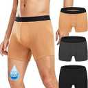 Men's Incontinence Underwear, Leak Proof Washable Reusable Bladder Control Protective Boxer Briefs High Absorbency 3 Pack（Multicolor, Large）