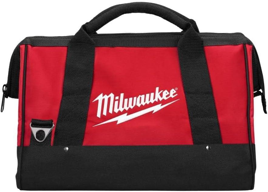 Milwaukee 17 Inch Heavy Duty Canvas Tool Bag with 6 Interior Pockets, Reinforced Bottom, and Strap Ring (Shoulder Strap Not Included)