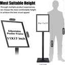 Sign Stand for Display, 11lbs Integrated Rod Heavy Duty Pedestal Floor Signage Stand Holder, for Outdoor or Indoor Advertising (11 x 17, Black)