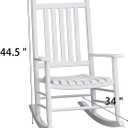 Wooden Outdoor Rocking Chair, Weatherproof Oversized Rocking Chair, Heavy Duty Comfort with 450 lbs Weight Capacity, Solid Relaxing Rocker with High Back for Patio, Porch, Living Room (white)