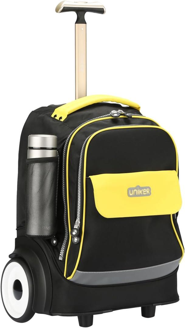 Rolling Laptop Bag for 15.6 Inch Laptop,Roller Bag,Backpack with Wheels, 20 Inch Wheeled Computer Bag，Black/Yellow, Large