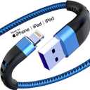 Essri 2Pack for iPhone Charger Cord 6FT, Lighting Cable 6 Feet to USB Charging Cable, Nylon Braided Charging Cord 6 Foot Compatible with iPhone 14 13 12 11 X XS XR 15 Pad - Blue