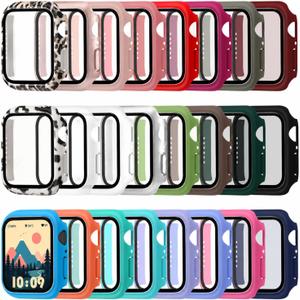 Sieral 24 Pcs Smart Watch Screen Protector Watch Bumper Case Hard Pc Case with Tempered Glass Screen Protective Cover Compatible with Iwatch for Men Women, Assorted Colors(42mm)