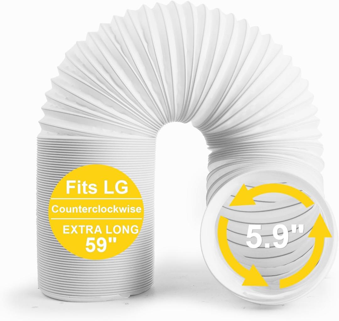 Portable Air Conditioner Hose, 5.9" Diameter Anti-Clockwise Thread, Universal Replacement AC Vent Hose Length up to 59" (Does not include coupler)