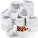 Lerheedi 12 Pcs Small Heart Shaped Boxes - 4 x 2 Inch Wedding Nesting Gift Boxes with Window, Heart Paper Decorative for Wedding Bridal Shower Mother's Day Gift Wrapping Party Decor(White)