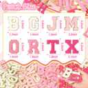 NICEVINYL Self-Adhesive Chenille Letters Patches: 104PCS Pink-Colored Letter Patches Stickers - Varsity Alphabet Initial Patch for Clothing Backpacks Make-up Bags DIY Gifts Decor