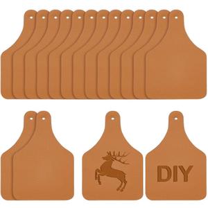 OLYCRAFT 40Pcs 2.9x1.9 Inch Leather Cow Ear Tag - PU Leather Tags With Hole - Blank Farmhouse Hanging Labels for DIY Jeans, Bags, Shoes, Hat Accessories (Peru)