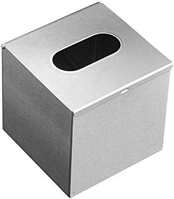 JunSun Square Tissue Box Cover Tissue Box Holder Napkin Holder Tissue Cube Box Decorative Holder For Bathroom Bedroom Office Dresser Nightstand Desk Tabletop 5"X 5" X 5"-Stainless Steel Brushed Nickel