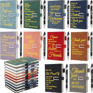 Chuangdi 20 Pcs Employee Appreciation Gift Bulk A5 Leather Thank You Gifts 10 Inspirational Notebook and 10 Motivational Metal Ballpoint Pen for Teacher Nurse Coworker Staff Worker CNA Week