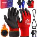 Winter Work Gloves for Men with Grip, Thermal Work Glove for Cold Weather, 2 Pairs Safety Work Glove with Touchscreen Gloves & Clip, Insulated Work Gloves for Men(L)