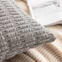 MIULEE Pack of 2 Corduroy Decorative Throw Pillow Covers 18x18 Inch Soft Boho Striped Pillow Covers Modern Farmhouse Home Decor for Sofa Living Room Couch Bed Light Grey