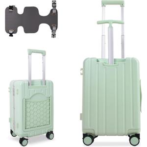 Apelila 20" Ride-On Suitcase with Seat, Double Handle Carry On Luggage with Mesh Pocket & Side Hooks, Hard Shell Spinner Wheels, TSA Lock & Seat Belt