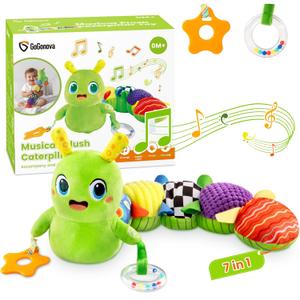 Baby Toys 0-6 Months, Washable Baby Musical Caterpillar Toys with 10 Kid's Songs,Rattles,BabyTeething Toys,Suitable for 0-6, 6-12 Months Infant Tummy Time Toy,Newborn Baby Boy&Gril Gifts (Green)