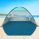 COMMOUDS Beach Tent Sun Shade for 3/4-5/6-7/8-10 Person, UPF 50+ Beach Sun Shelter Canopy Tent, Lightweight, Easy Set Up and Carry (Turquoise)