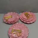 Tosnail 3 Pack 3 Tiers Pink Plastic Cupcake Stand Dessert Stand Tiered Serving Trays with 3 Styles Gold Rod, Party Serving Trays Fruit Pastry Holders for Wedding and Party - Heart and Flower Embossed