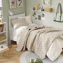 Comfort Spaces Twin Quilt Set Modern Reversible Ogee Coverlet Twin Bedding Set Cozy Quilted Winter Layer, All Season Lightweight Soft Twin Size Quilt, Kienna, Twin/Twin XL Beige 2 Piece