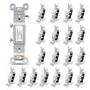 ELEGRP Single Pole Toggle Light Switch, 15 Amp, 120 Volt, Toggle Framed AC Quiet Switch, In Wall On/Off Switch Replacement, Self-Grounding, Residential and Commercial Grade, UL (20 Pack, Glossy White) (Without Wall Plate)