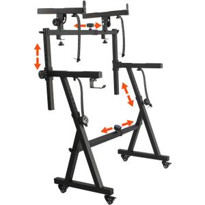 Thicken Piano Keyboard Stand with 2nd Tier-Z Style, Heavy-Duty Portable Keyboard Double Tier Stand for 54-88 Key Electric Pianos - Fit for Synths and Electric Digital Keyboards (Black) (24.21 x 20.28 x 8.39)