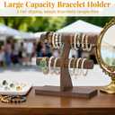 EsLuker.ly Bracelet Holder Display Wooden Stand Organizer, T Bar Bangle Storage Rack for Home Vendors Business Selling, Large Capacity 2 Tier Jewelry Tree Tower for Watches, No Clutter, Brown