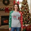 TAOHONG Merry Christmas Sweartshirt for Women Xmas Buffalo Plaid Tree Tops Color Block Snowflake Print Long Sleeve Shirt (XL)