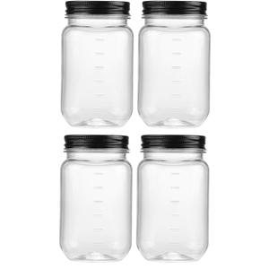 16 OZ Clear Plastic Jars, 4