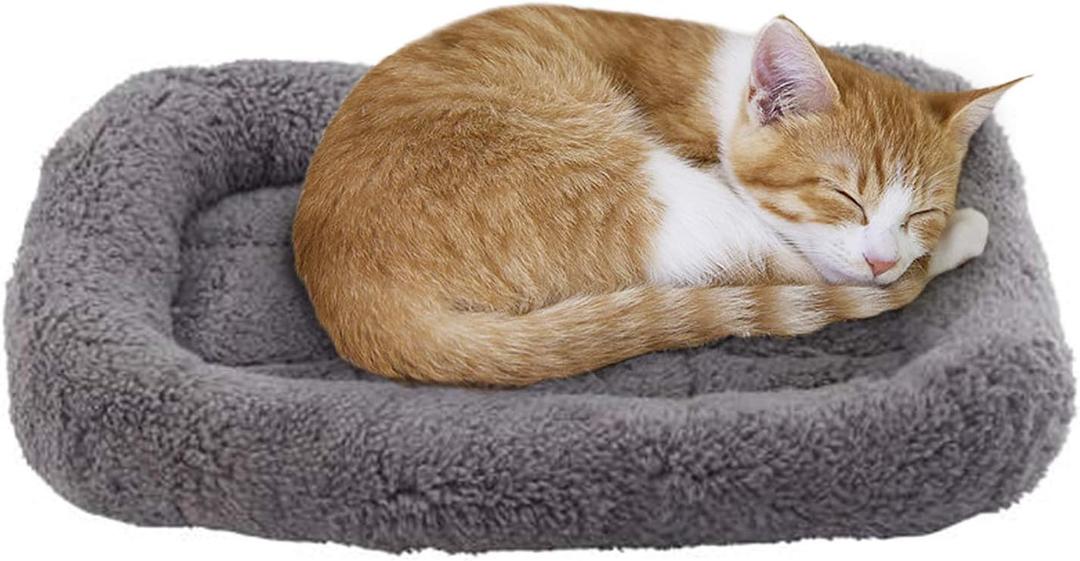LESYPT Cat Bed 15" x 10" Non-Slip Pet Bed for Curled Sleep, Machine Washable Indoor Cat Mat for Crate Carrier Tree Windowsill, Size S