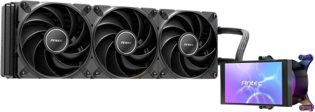 Antec Vortex View 360 AIO Liquid CPU Cooler, 5" IPS Screen, 3x120mm PWM Fans, Customizable Display, High-Performance Pump, Rotatable Ball Joint, RGB Backglow System, Intel LGA 1700/1851 & AMD AM4/AM5