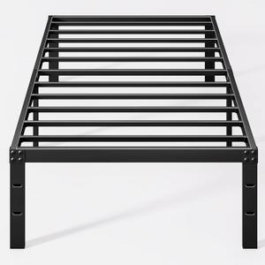 Twin Bedframe-Bed Frame Twin Size 14 in-Bed Frames Twin, Twin Platform Bed Frame Easy Assembly, Noiseless Twin Metal Bed Frames Storage Space Under, Black