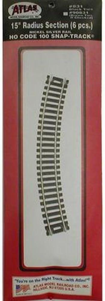 Code 100 Nickel Silver 15" Radius Snap-Track (6/Bx) HO Scale Atlas Trains