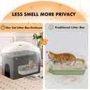 Cat Litter Box Enclosure Furniture for Odor Control, Hidden Cabinet Cat Litter Box Furniture Ottoman with Flip-Up Lid,Cats Litter Box Bench with Storage Space, Dog Proof (Gray-Faux Leather, X-Large)