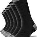 FITRELL 6 Pack Men's Athletic Moisture Wicking Crew Socks Cushioned Sport Running Work Boot Socks Size 9-12/12-15 (Black, XL)