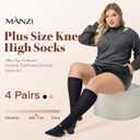 MANZI Plus Size Knee High Socks for Women Nylon Trouser Socks Women 40 Denier Semi Opaque Knee High Stockings (Black, XXXL)