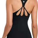 RUNNING GIRL Workout Tank Tops with Built in Bras for Women,Compression Shirt Strappy Back Athletic Yoga Tops (Black)