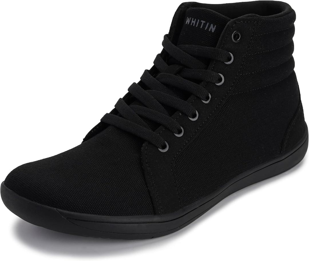 WHITIN Women's Wide High-Top Canvas Barefoot Sneakers | Minimalist Street-Ready Fit | Comfort-Forward Ankle Support, Black, 39