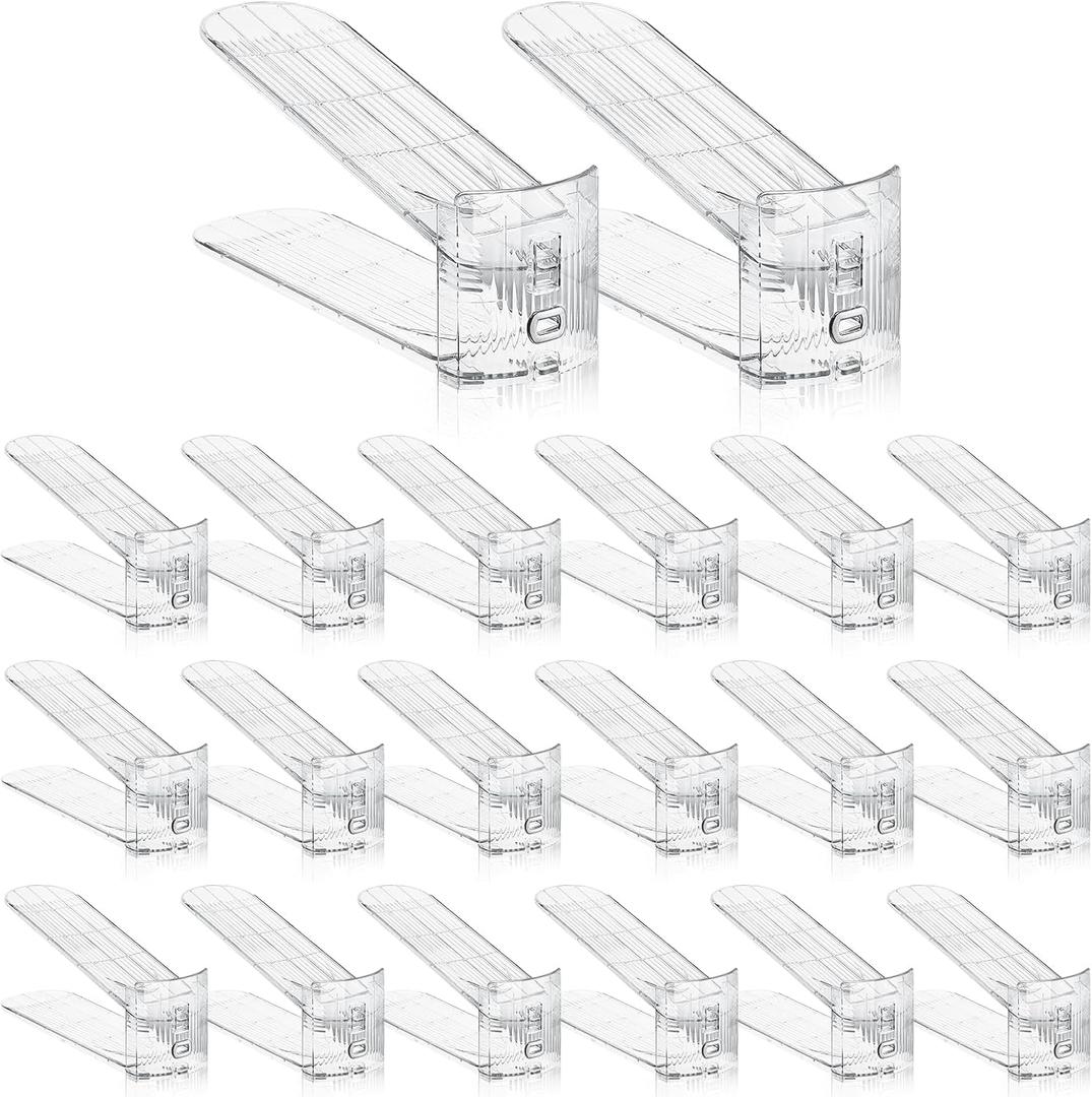 Clear Shoe Slot Organizer, 36 Pack Adjustable Shoe Slots Organizer for Closet Clear Shoe Stackers Shoe Rack Holder Shoes Space Savers for a Pair of Shoes