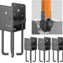 4Pack Heavy Duty Stainless Steels U-Shape Wet Concrete Fence Wood Post Holder 4"x4" (Actual 3.5 "x3.5) Base Anchor Bracket with Air Flow Channel for Terrace, Fences, Gazebo[Patent Pending]