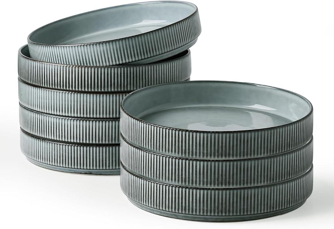 Famiware Star 8.25" Pasta Bowls Set of 8, Bowl Plates, Smoky Blue, 8 Pcs