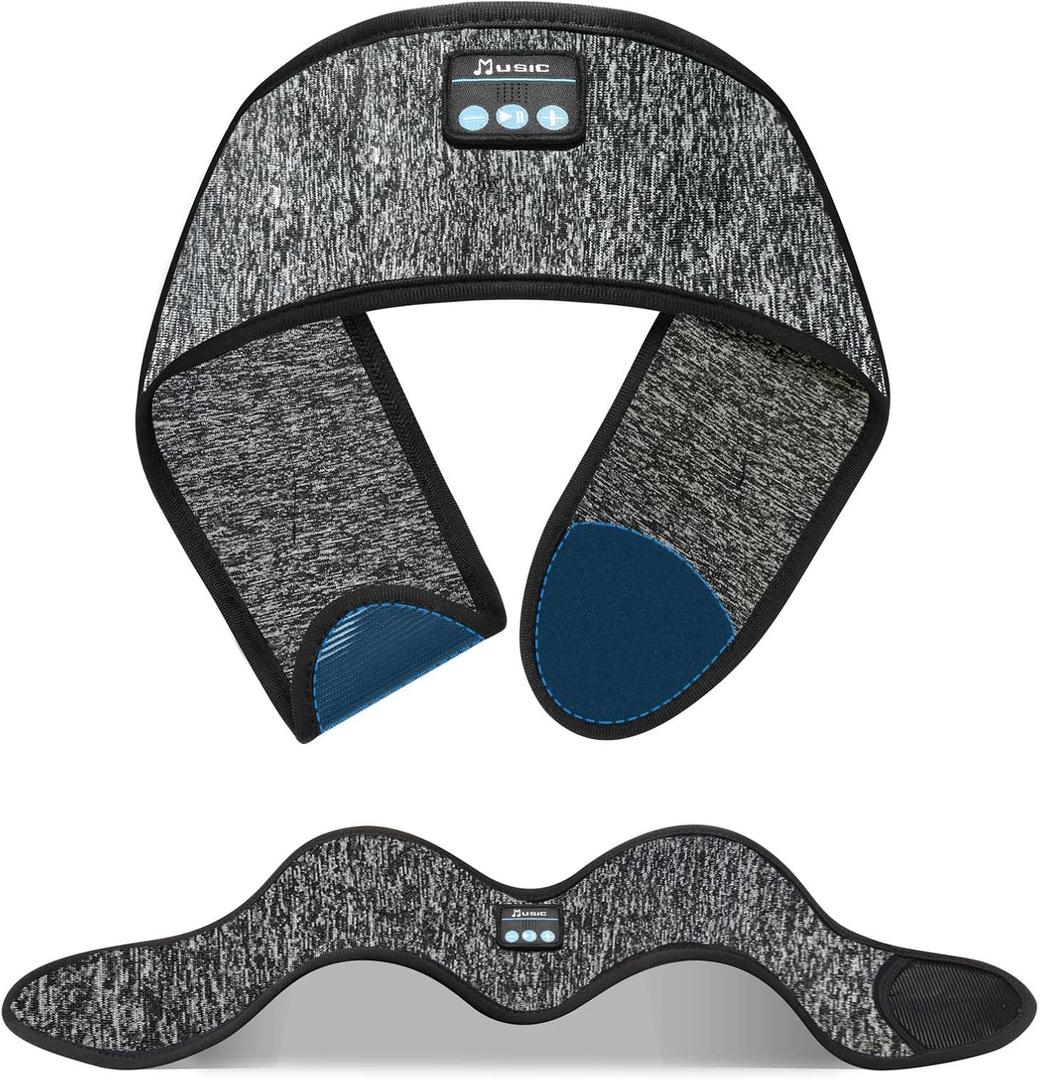 Adjustable Headband Headphones, Sleeping Headphones with Ultra-Thin Speakers, Bluetooth Headband for Side Sleepers, Yoga, Running, Workout, Travel-Grey