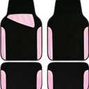 CAR PASS Jelly Waterproof Universal Fit Car Floor Mats, Girly Car Carpet Mats with Anti-Slip Nibbs Backing & Driver Heel Pad Fit for SUV, Vans, sedans, Cute car mats of 4pcs for Women (Pink)