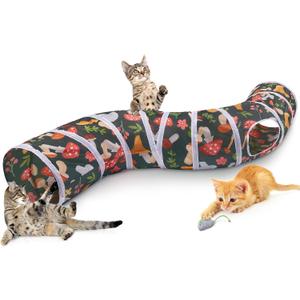 Glittme Cat Tunnel, Cat Tunnels for Indoor Cats, S-Shape Cats Cave with Cat Toys, Foldable Cat Tubes and Tunnels for Cats, Rabbit, Puppy, Guinea Pig