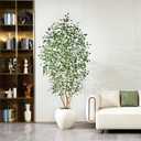 VeriNatural 8FT Artificial Ficus Tree, Indoor Faux Ficus Plant with Realistic Leaves & Natural Wood Trunk, 8ft Tall, Green, All Seasons, Perfect for Living Room Home Decor
