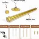 Pintuson 6 Pcs Industrial Pipe Clothes Bar 12 Inch - Wall Mount Clothing Rack - Face Out Closet Rods for Hanging Clothes Commercial Retail Boutique Laundry Shirt Display - Golden