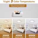 20 Inch Square LED Flush Mount Ceiling Light, 50W, 5000LM 3000K/4000K/6000K CCT Selectable, Large Square LED Flat Panel Ceiling Light Fixture for Bedroom,Kitchen,Living Room (White 1PK)
