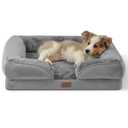 Bedsure Orthopedic Dog Bed Medium Size Dogs - Washable Medium Dog Bed Waterproof, Comfort Pet Couch with Washable Removable Cover, Supportive Foam Pets Sofa with Nonskid Bottom, Grey 28x23x6,5 inch.