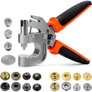 Leather Snaps and Fasteners Kit, 17mm Leather Snaps and Snap Button Kit Press Pliers, 40Sets 4Colors Metal Leather Buttons for Fabric, Clothes, Jackets, Purse, Bags