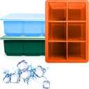 Silicone Ice Cube Trays 3 Pack - Large Size Silicone Ice Cube Molds with Leak Proof Removable Lid Square Ice Cube Tray And BPA Free for Cocktail,Whiskey, Stackable Flexible Ice (Orange)