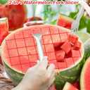 3 x 2Pcs Watermelon Fork Slicer Cutter, Stainless Steel 2-in-1 Watermelon Fork Slicer, Portable Watermelon Fork Watermelon Cutter Slicer Tool Fruit Forks Slicer for Home Party Camping Kitchen Gadget