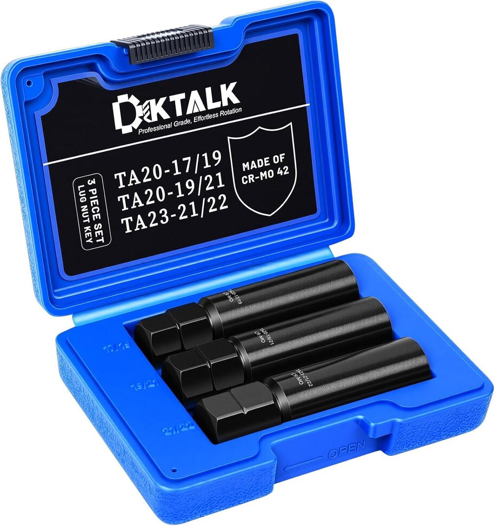 10 Spline Lug Nut Key Set, Thick Wall Spline Socket Set for Wheel Lug Nuts Removal, TA20-17/19, TA20-19/21, TA23-21/22,CR-MO (3 Piece Set)
