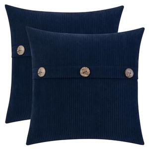 HWY 50 Navy Blue Chenille Throw Pillow Covers 22x22 Inch with Triple Buttons, Soft Farmhouse Accent Decorative Cushion Cases for Couch Sofa Bed Living Room Pack of 2